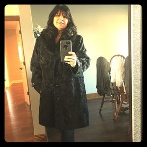 Dress Barn 14/16 Black Faux Fur Heavy Dress Coat